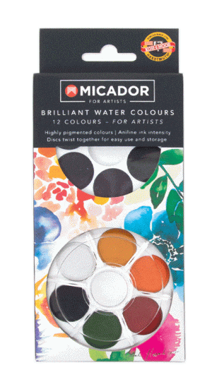 Koh I Noor Brilliant Watercolour Disc Set 12