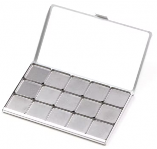 Art Toolkit Folio Palette with 15 Double Pans Silver