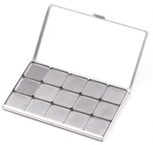 Art Toolkit Folio Palette with 15 Double Pans Silver - Click Image to Close