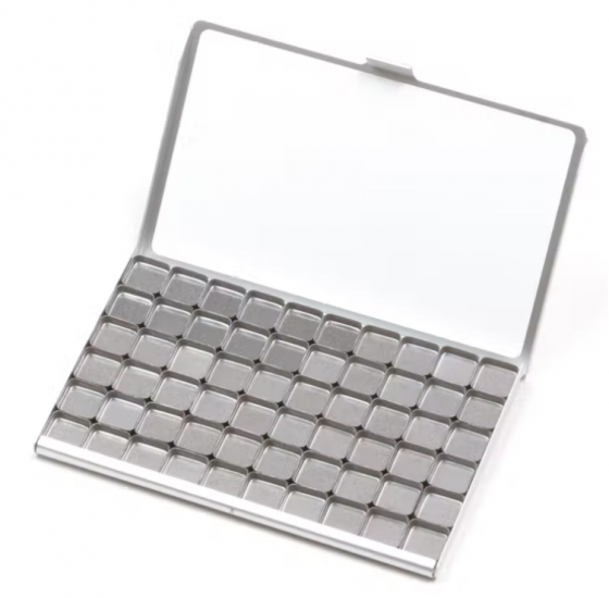Art Toolkit Folio Palette with 60 Mini Pans Silver - Click Image to Close