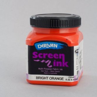 Bright Orange Screen Ink Derivan (Fabric) 250ml