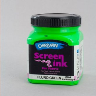 Fluro Green Screen Ink Derivan (Fabric) 250ml