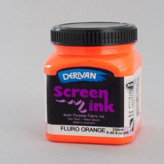 Fluro Orange Screen Ink Derivan (Fabric) 250ml