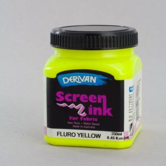 Fluro Yellow Screen Ink Derivan (Fabric) 250ml