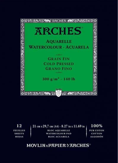 Arches Watercolour Pad 300gsm A4 Cold Pressed / Medium - Click Image to Close