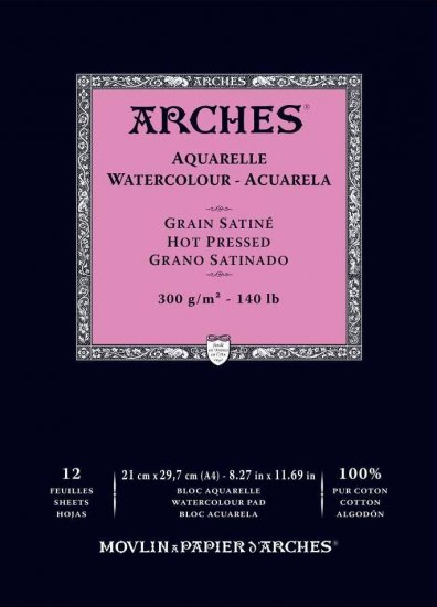 Arches Watercolour Pad 300gsm A4 Hot Pressed / Smooth - Click Image to Close