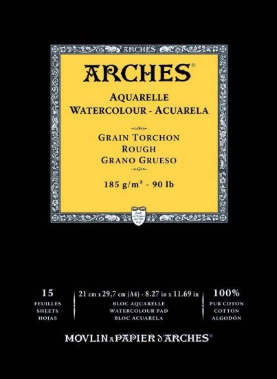 Arches Watercolour Pad 185gsm A4 Rough - Click Image to Close