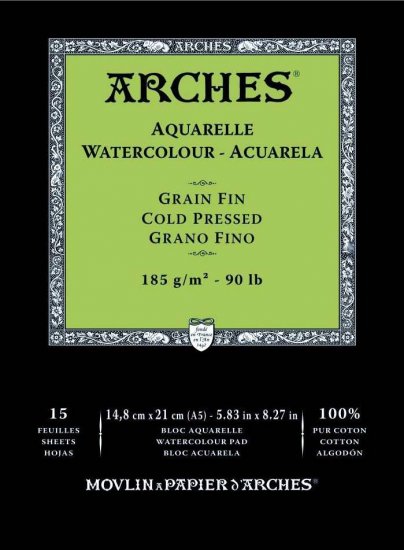 Arches Watercolour Pad 185gsm A5 Cold Pressed / Medium - Click Image to Close