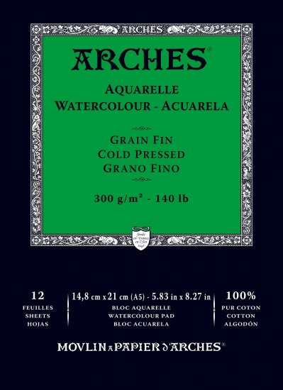 Arches Watercolour Pad 300gsm A5 Cold Pressed / Medium - Click Image to Close