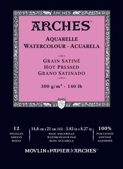 Arches Watercolour Pad 300gsm A5 Hot Pressed / Smooth - Click Image to Close