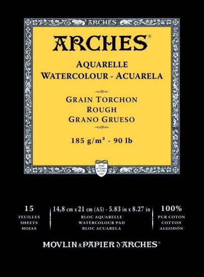 Arches Watercolour Pad 185gsm A5 Rough - Click Image to Close