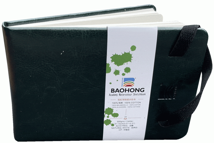 9x14cm Academy Baohong Watercolour Sketchbook Medium CP 300gsm - Click Image to Close