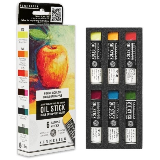 Sennelier Cardboard box - 6 mini oil sticks - Bicoloured apple - Click Image to Close