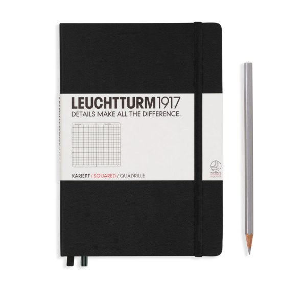 Leuchtturm Notebook HC Medium A5 251p Squared Black - Click Image to Close