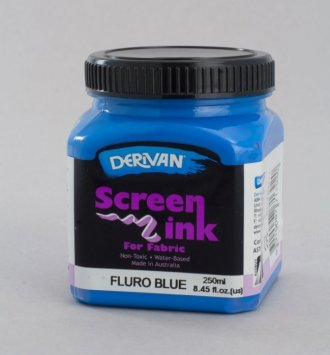 Fluro Blue Screen Ink Derivan (Fabric) 250ml