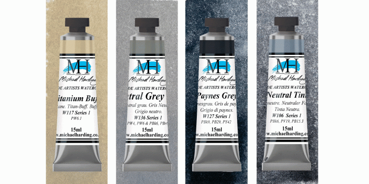 Grey Essentials Set Michael Harding Watercolour 15ml - Click Image to Close