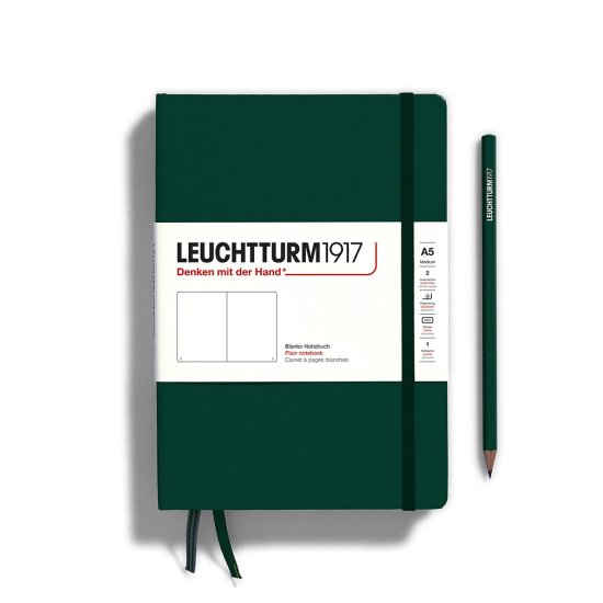 Leuchtturm Notebook HC Medium A5 251p Plain Forest Green - Click Image to Close