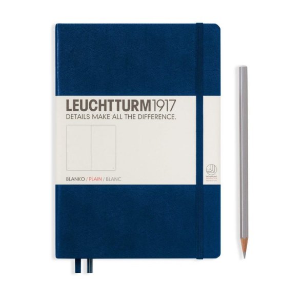 Leuchtturm Notebook HC Medium A5 251p Plain Navy - Click Image to Close