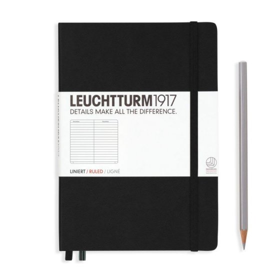 Leuchtturm Notebook HC Medium A5 251p Ruled Black - Click Image to Close