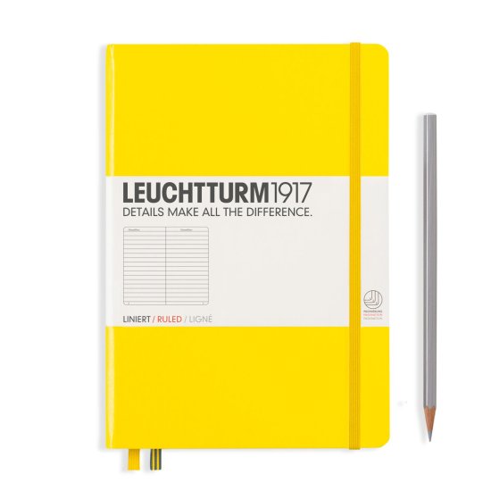 Leuchtturm Notebook HC Medium A5 251p Ruled Lemon - Click Image to Close