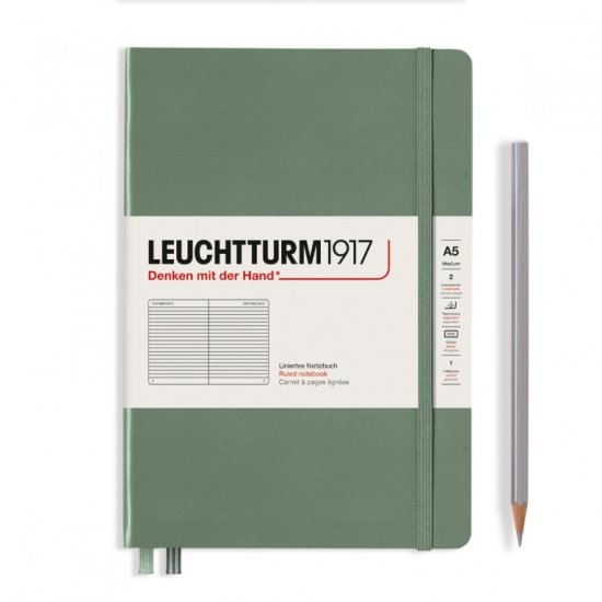 Leuchtturm Notebook HC Medium A5 251p Ruled Olive - Click Image to Close