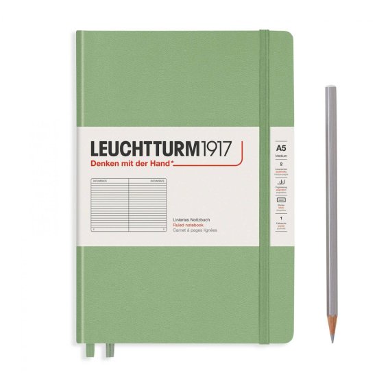 Leuchtturm Notebook HC Medium A5 251p Ruled Sage - Click Image to Close
