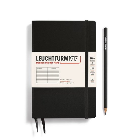 Leuchtturm Notebook HC Paperback B6+ Hardcover 219p Ruled Black - Click Image to Close