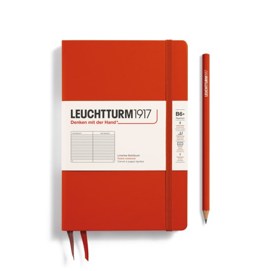 Leuchtturm Notebook HC Paperback B6+ HC 219p Ruled Fox Red - Click Image to Close