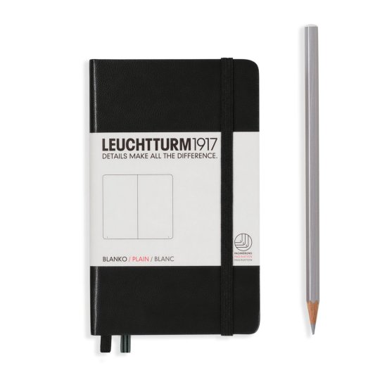 Leuchtturm Notebook HC Pocket A6 187p Plain Black - Click Image to Close