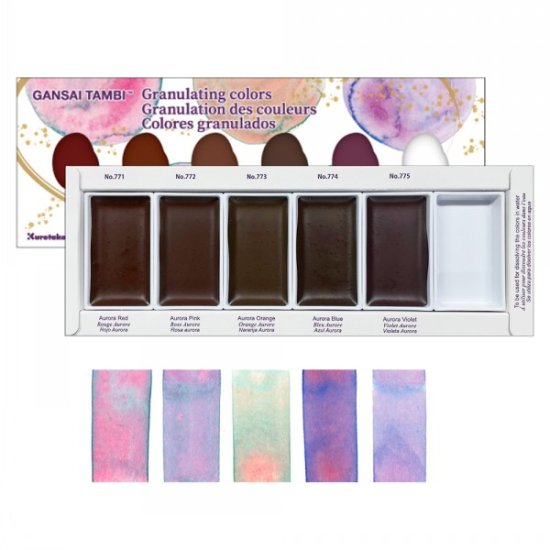 Kuretake Gansai Tambi Granulating Colours W/C Set 6 Pans - Click Image to Close