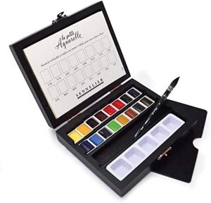 Sennelier La Petite Aquarelle 1/2 Pan Wooden Box 16