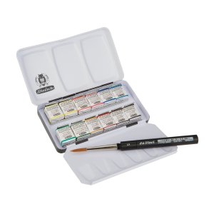 Schmincke Akadamie Metal Set 12 X 1/2 Pans + Brush