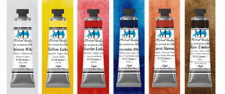 MH Primary Set Michael Harding Watercolour 15ml - Click Image to Close