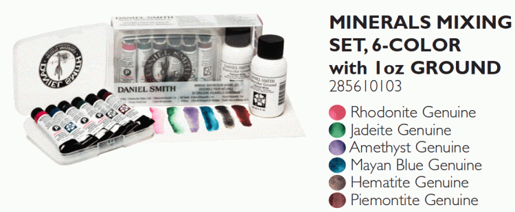 DANIEL SMITH Minerals Mixing Set 6x 5ml Tubes with 1oz Ground - Click Image to Close