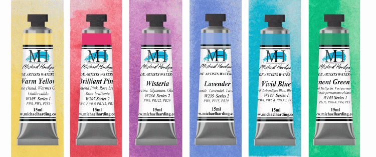 Pastel Selection Set Michael Harding Watercolour 15ml - Click Image to Close