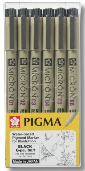 Pigma Micron Black Set 6 - Click Image to Close