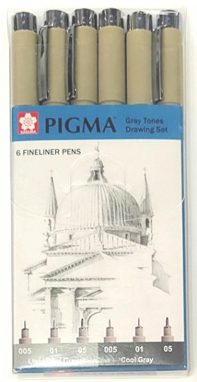 Pigma Micron Gray Tones Drawing Set 6 - Click Image to Close