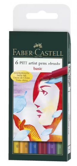 Faber Castell Pitt Artist Pen Basic Set 6 - Click Image to Close