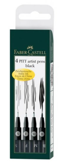 Faber Castell Pitt Artist Fineliner Black Set 4 - Click Image to Close