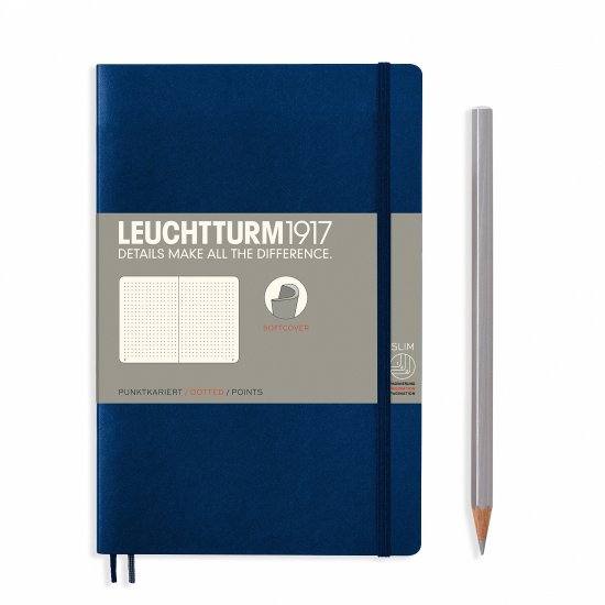 Leuchtturm Notebook SC Paperback B6+ 123p Dotted Navy - Click Image to Close