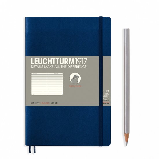 Leuchtturm Notebook SC Paperback B6+ 123p Ruled Navy - Click Image to Close