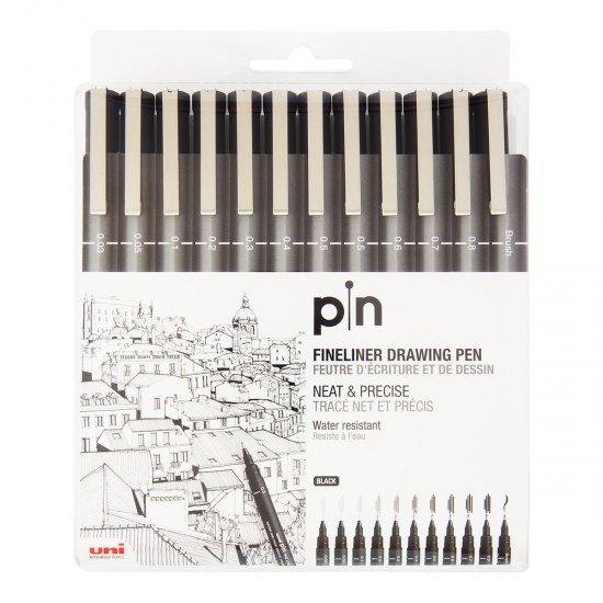 Uni Pin Fineliner 12 set - Click Image to Close