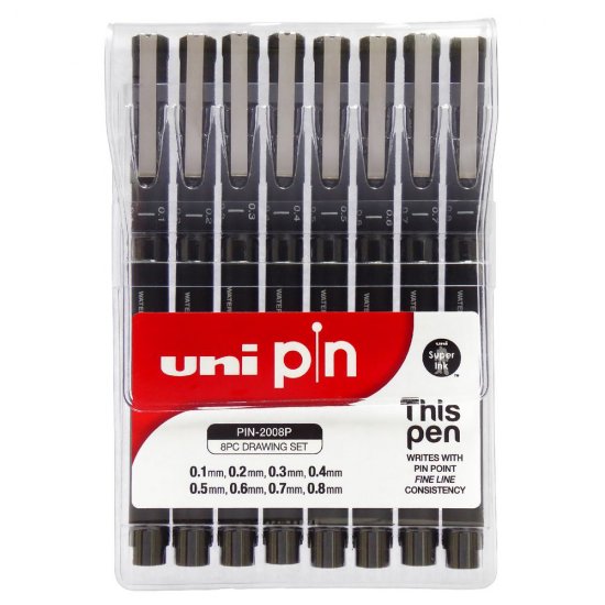 Uni Pin Fineliner 8 set - Click Image to Close