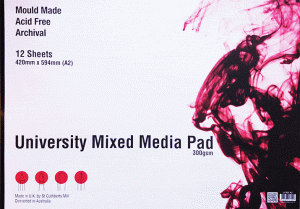 University Mixed Media Pad 300gsm A2  University Mixed Media Pad 300gsm A2