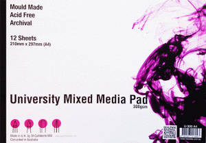 University Mixed Media Pad 300gsm A4  University Mixed Media Pad 300gsm A4
