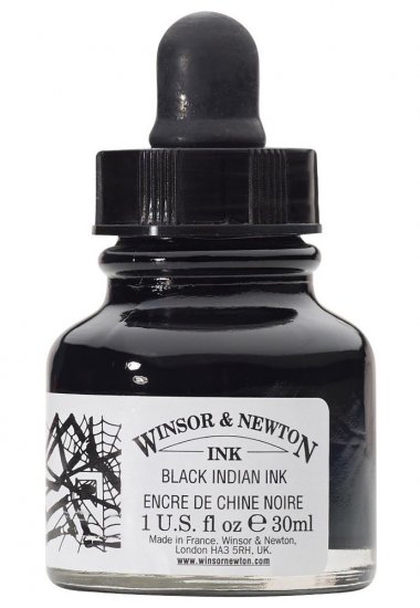 Indian Ink Black 30ml Dropper Winsor&Newton - Click Image to Close