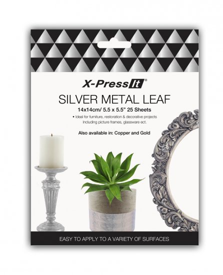 Xpress Imitation Silver Leaf 14x14cm (25 pack) - Click Image to Close