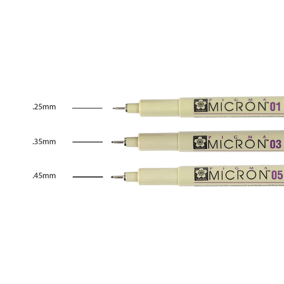 Pigma Micron set 3 pce black 01,03,05