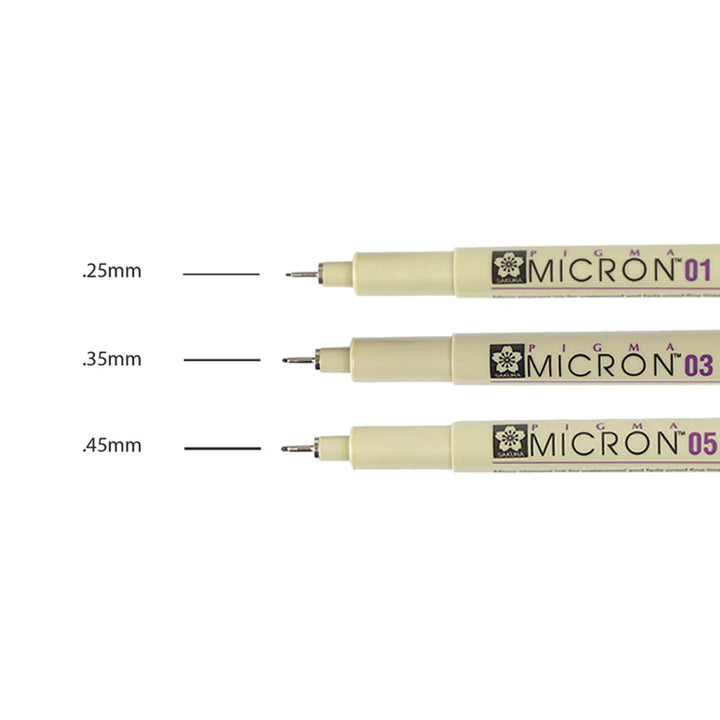 Pigma Micron set 3 pce black 01,03,05