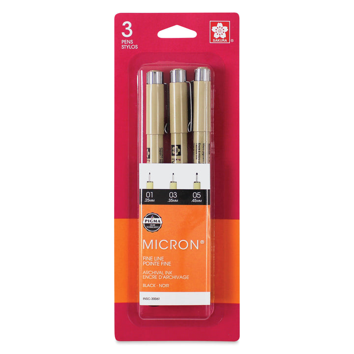 Pigma Micron set 3 pce black 01,03,05